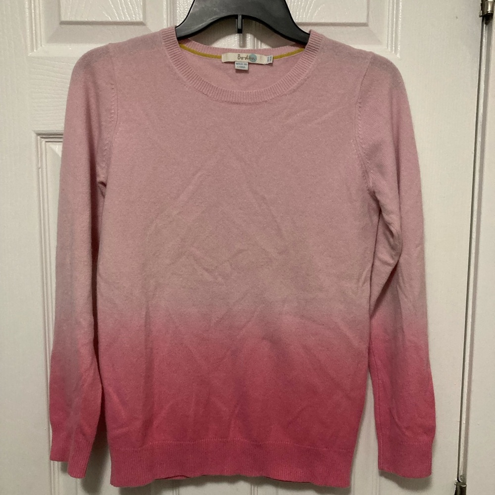 Boden Margot Pink Ombré 100% Cashmere Long Sleeve Sweater #U